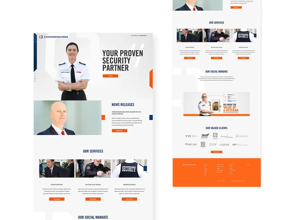 The website homepage and an inner page